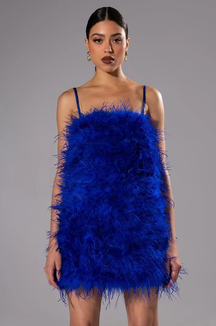 Mini Dresses * | Anything And Everything Strapless Feather Mini Dress Blue