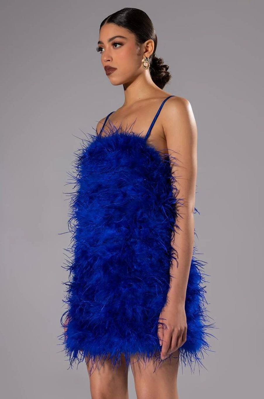 Mini Dresses * | Anything And Everything Strapless Feather Mini Dress Blue