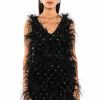 Party Dresses * | Rendezvous Sleeveless Feather Mini Dress Black