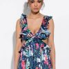 Mini Dresses * | Brunch Alert Ruffle Mini Dress Blue Multi