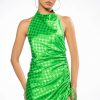 Mini Dresses * | Roll With Me Checkered Side Cinch Mini Dress Green