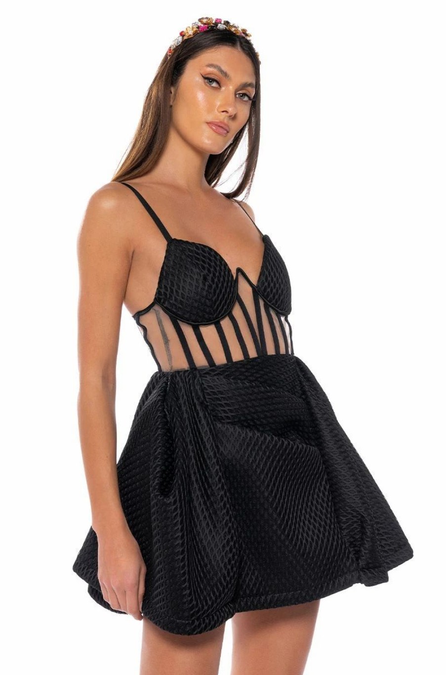 Sexy Dresses * | Zoey Corset Fit And Flare Sleeveless Mini Dress Black