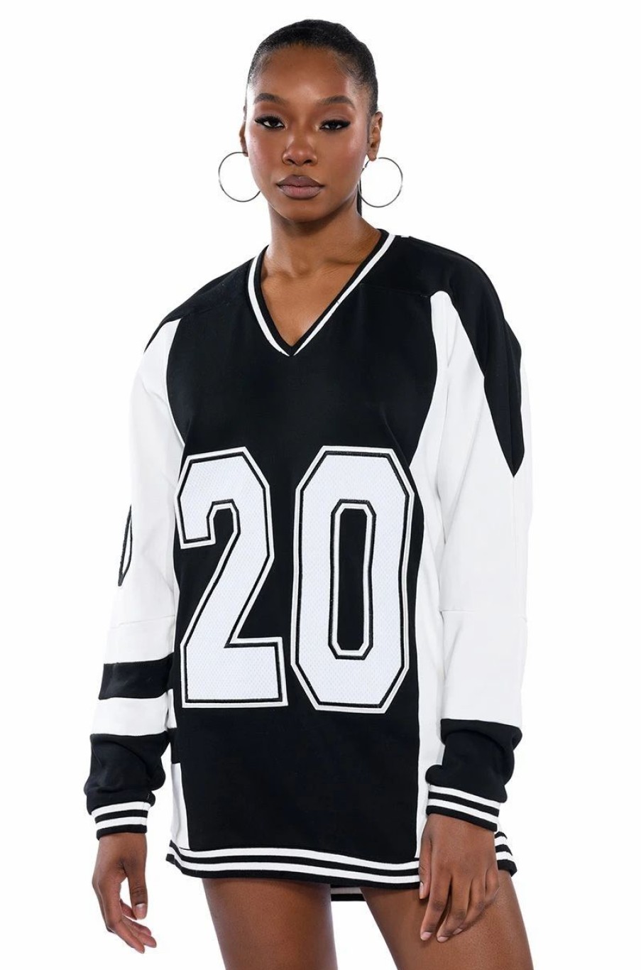 Mini Dresses * | Black Village Foundation Oversized Sweatshirt Dress White Multi