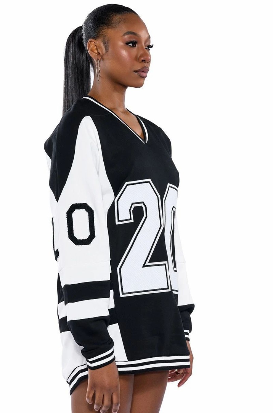 Mini Dresses * | Black Village Foundation Oversized Sweatshirt Dress White Multi