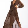 Maxi Dresses * | Days Like This Maxi High Slit Dress Brown