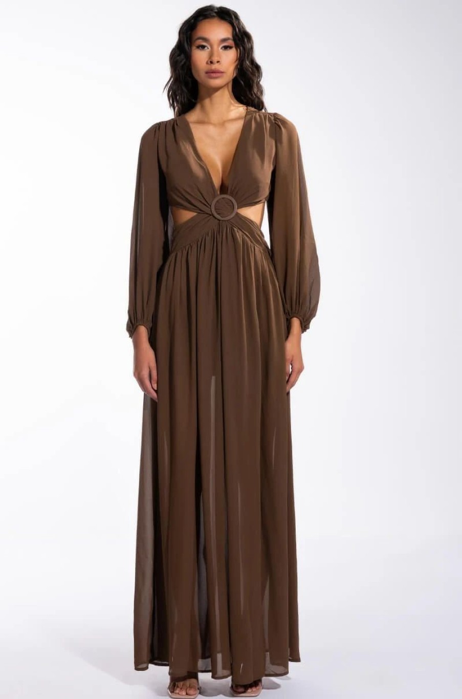 Maxi Dresses * | Days Like This Maxi High Slit Dress Brown