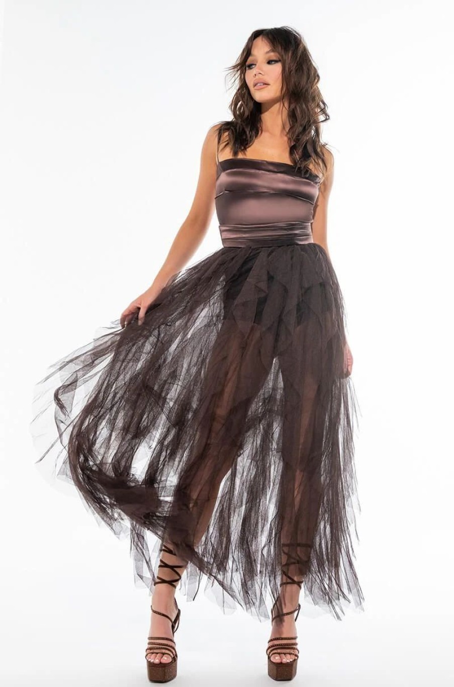 Party Dresses * | Divine Tube Maxi Tulle Dress