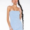 Sexy Dresses * | Get A Clue Fuzzy Blue Tube Dress Light Blue