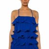 Party Dresses * | Sweetie Pleated Ruffle Sleeveless Mini Dress Blue