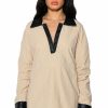 Mini Dresses * | Swipe Right Cut Out Waist Long Sleeve Mini Dress Beige Multi