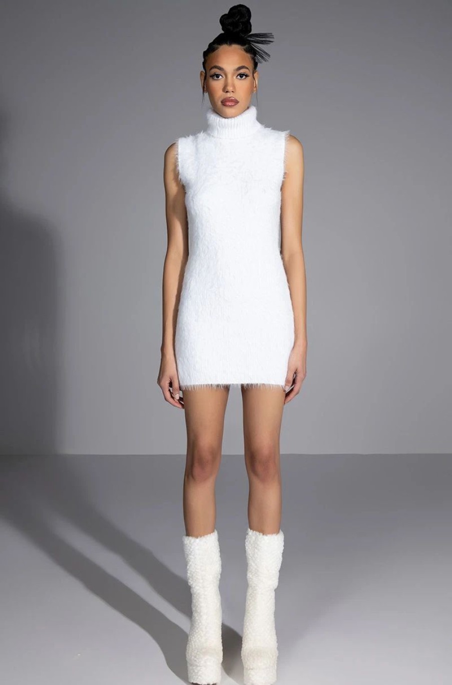 Mini Dresses * | Kylie Fuzzy Mini Dress Ivory