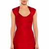 Mini Dresses * | Mila Cap Sleeve Soft Bandage Mini Dress In Red