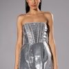 Sexy Dresses * | Ready To Party Sequin Strapless Mini Dress Silver