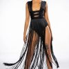 Maxi Dresses * | Festival Fringe Maxi Dress Black