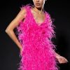 Party Dresses * | Rendezvous Sleeveless Feather Mini Dress In Pink Fuchsia