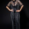 Maxi Dresses * | All Eyes Sparkle Rhinestone Polo Maxi Dress Black