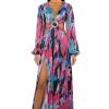 Maxi Dresses * | On My Way Long Sleeve Maxi Dress Black Multi