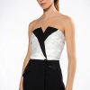 Mini Dresses * | Vivian Tuxedo Detail Strapless Mini Dress White Black