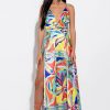 Sexy Dresses * | Summertime Fine High Slit Maxi Dress Blue Multi