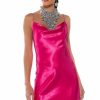 Mini Dresses * | Romance Lives On Cowl Neck Mini Dress In Fuchsia