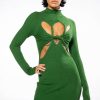 Mini Dresses * | Storyteller Twist Front Detail Mini Dress Green