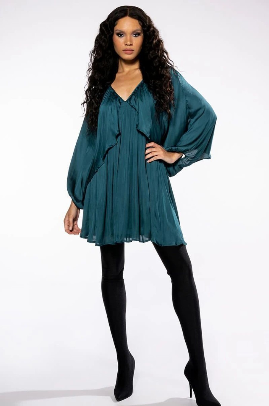 Mini Dresses * | Lovely Day Long Sleeve Mini Flare Dress