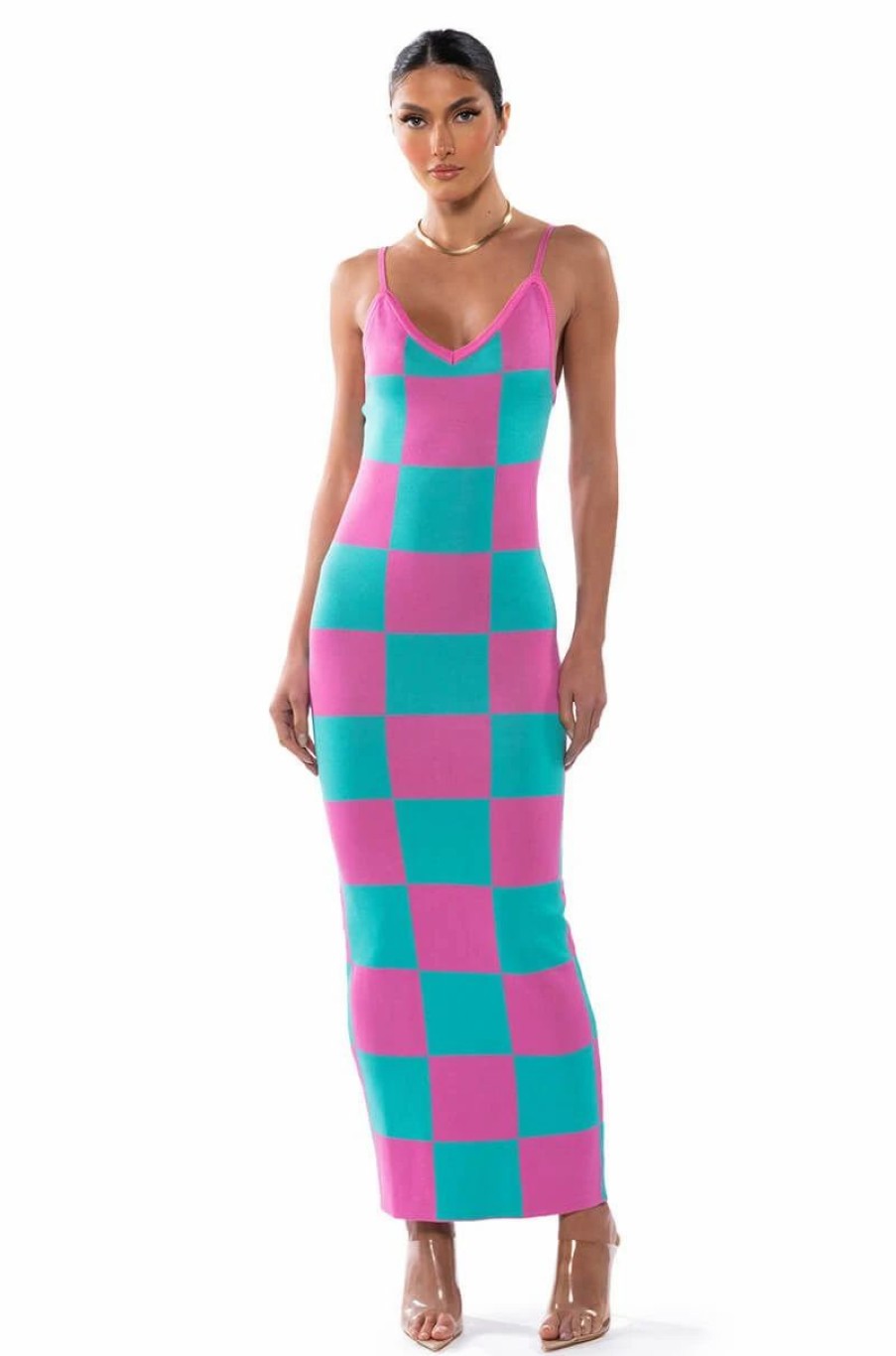 Sexy Dresses * | Don'T Have To Say Much Knit Maxi Dress Pink Multi