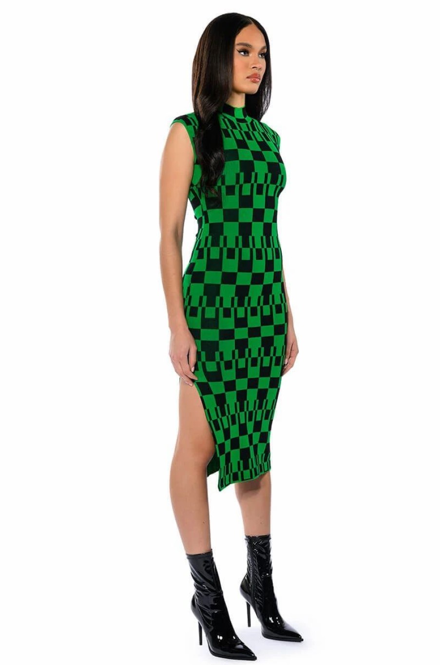 Sexy Dresses * | Penthouse Queen Knit Midi Dress Green Multi