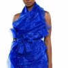 Mini Dresses * | Isadora Belted Halter Neck Mini Dress Royal Blue