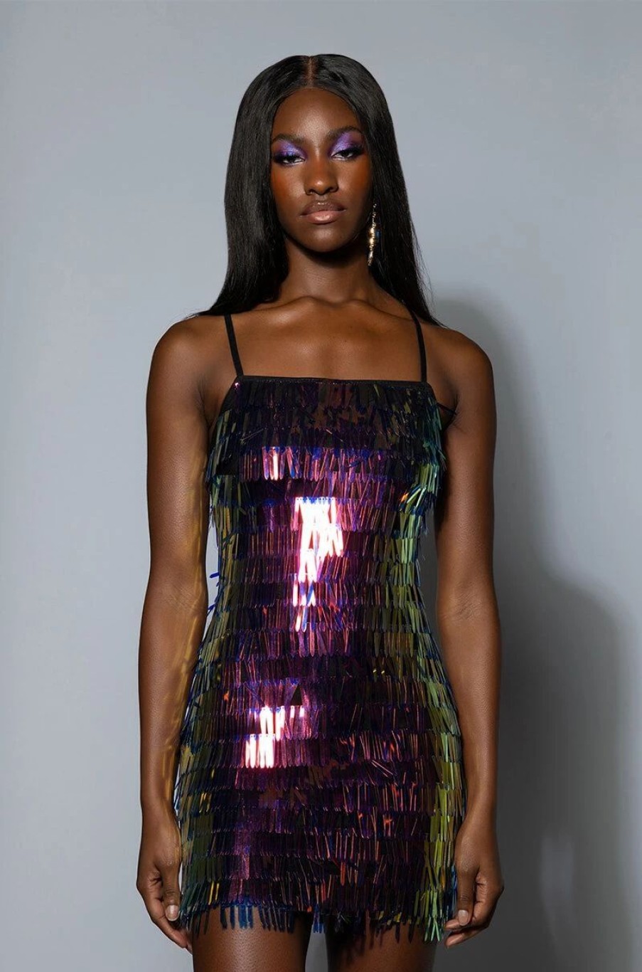 Sexy Dresses * | Vip Sequin Sleeveless Mini Dress Purple Multi