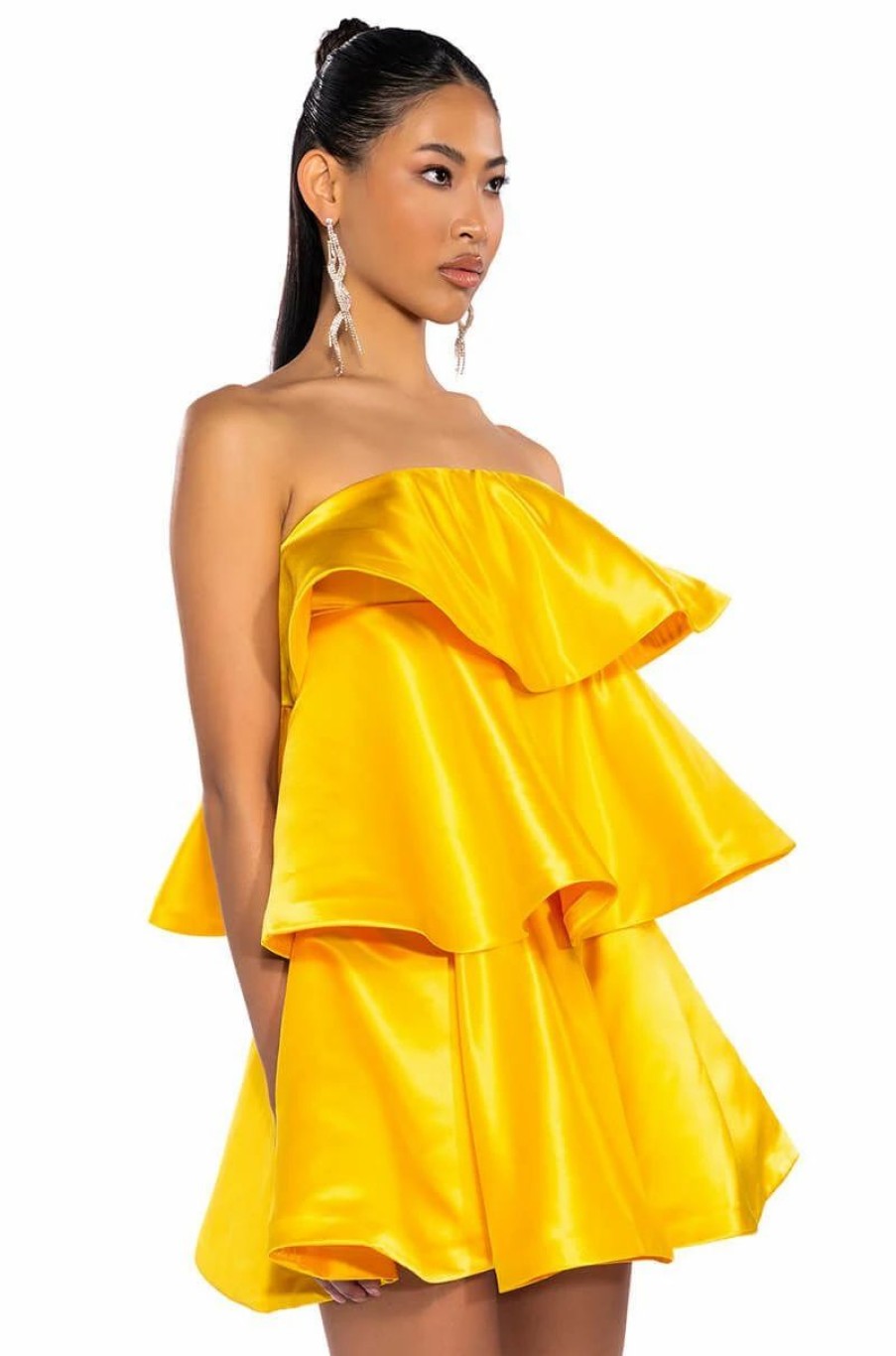 Party Dresses * | Center Of Attention Layered Mini Dress Yellow