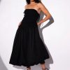 Little Black Dresses * | Oh Absolutely Drop Waist Bubble Hem Midi Dress Black