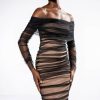 Party Dresses * | Tres Chic Long Sleeve Off The Shoulder Midi Dress Black