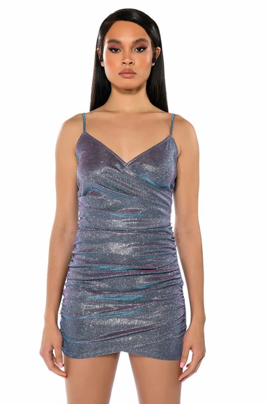 Party Dresses * | Keep Up Ultra Shimmer Strapless Mini Dress Purple Multi