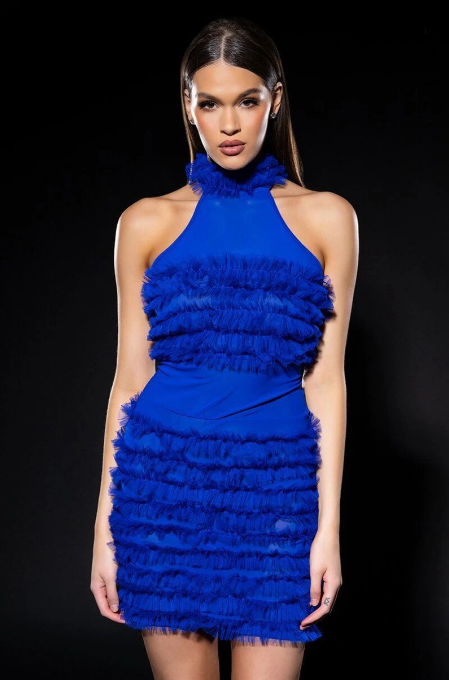 Sexy Dresses * | Whatever I Say Mesh Textured Mini Dress Royal Blue