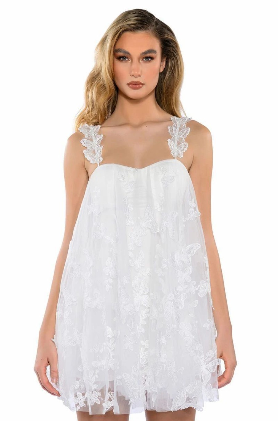 Mini Dresses * | Butterfly Kisses Mini Dress White