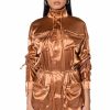 Party Dresses * | On The Road Satin Utility Mini Dress Gold