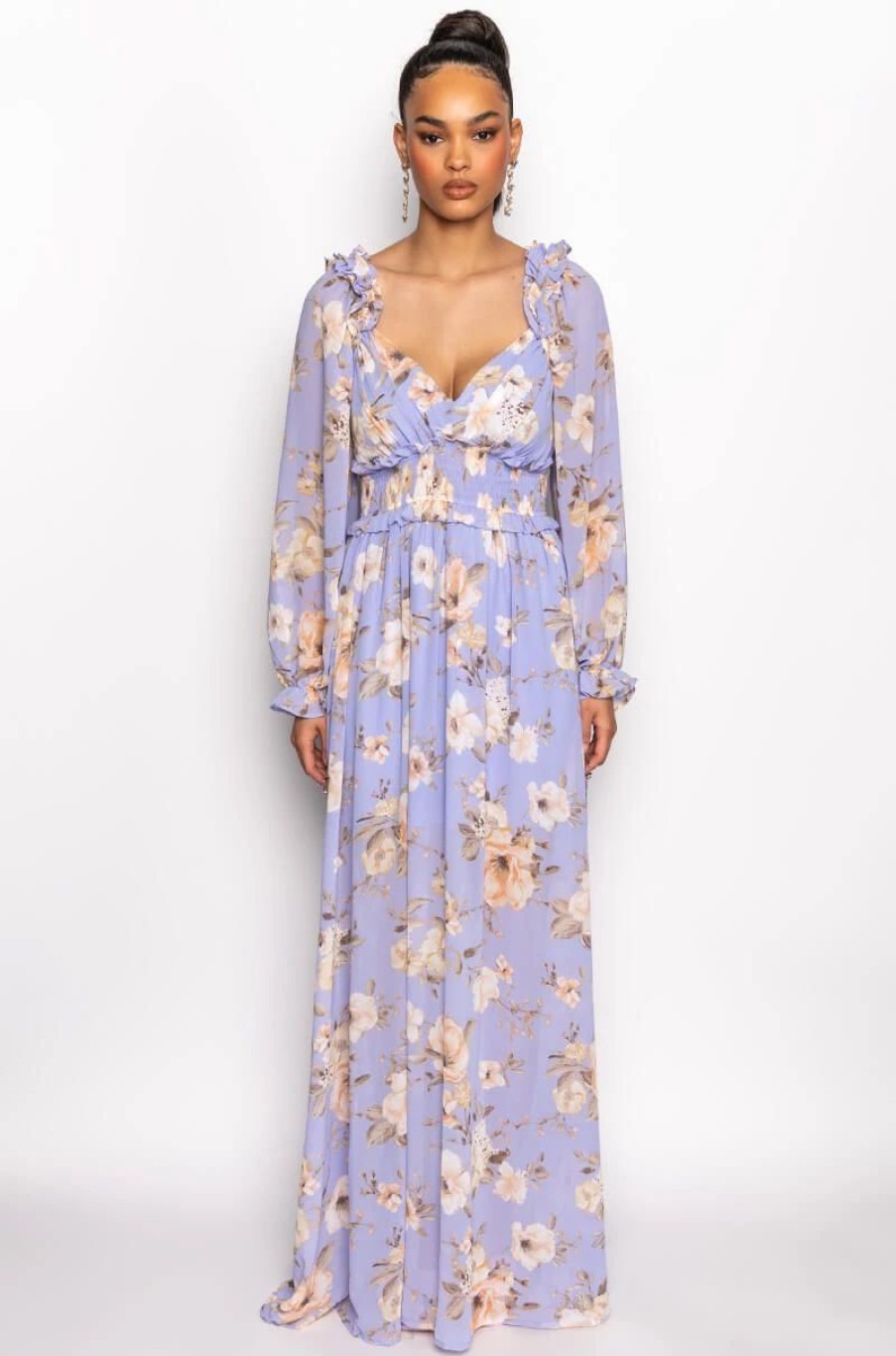 Maxi Dresses * | Looks Can Fool You Floral Maxi Dress Purple Multi