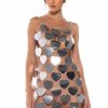 Party Dresses * | Fantasy Heart Metallic Mini Dress Silver