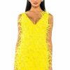 Party Dresses * | Rendezvous Sleeveless Feather Mini Dress In Yellow