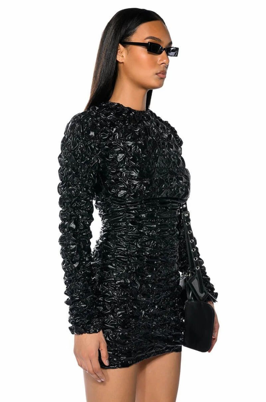 Sexy Dresses * | Midnight City Long Sleeve Mini Dress Black