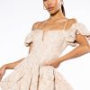 Mini Dresses * | Aurora Off Shoulder Bubble Mini Dress Cream