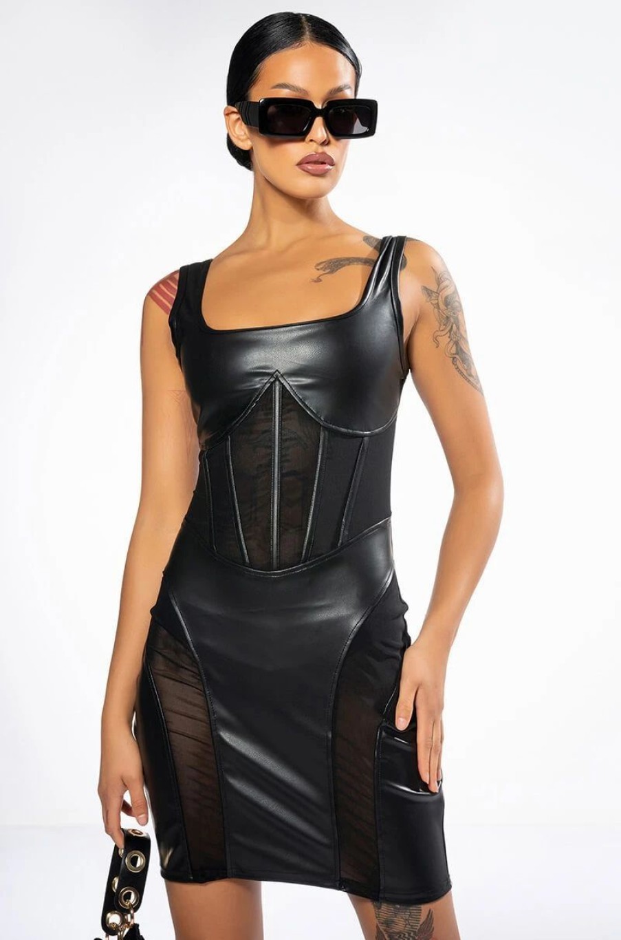 Sexy Dresses * | Big Distraction Mesh Detail Mini Dress