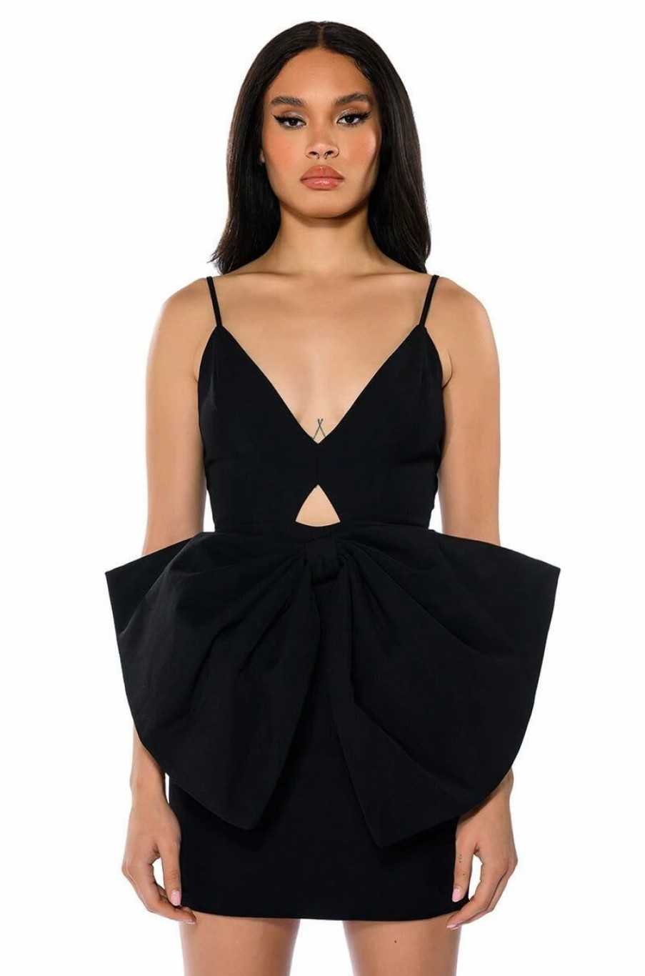 Mini Dresses * | Heart Of Gold Bow Detail Sleeveless Mini Dress Black