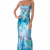 Sexy Dresses * | Going Up Satin Maxi Dress In Blue