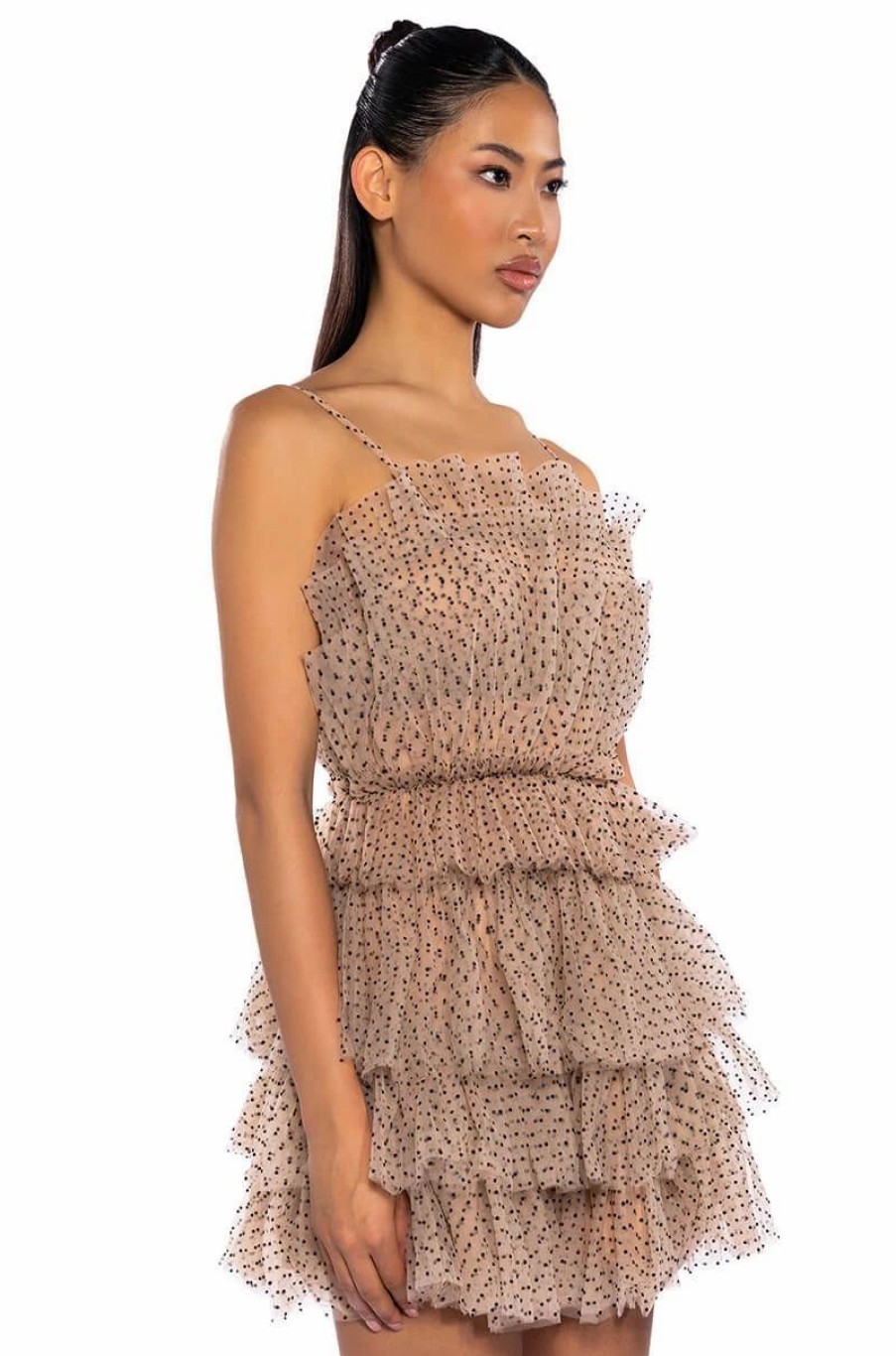 Party Dresses * | Tea Time Layered Mini Dress Beige Multi