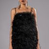 Sexy Dresses * | Anything And Everything Strapless Feather Mini Dress Black