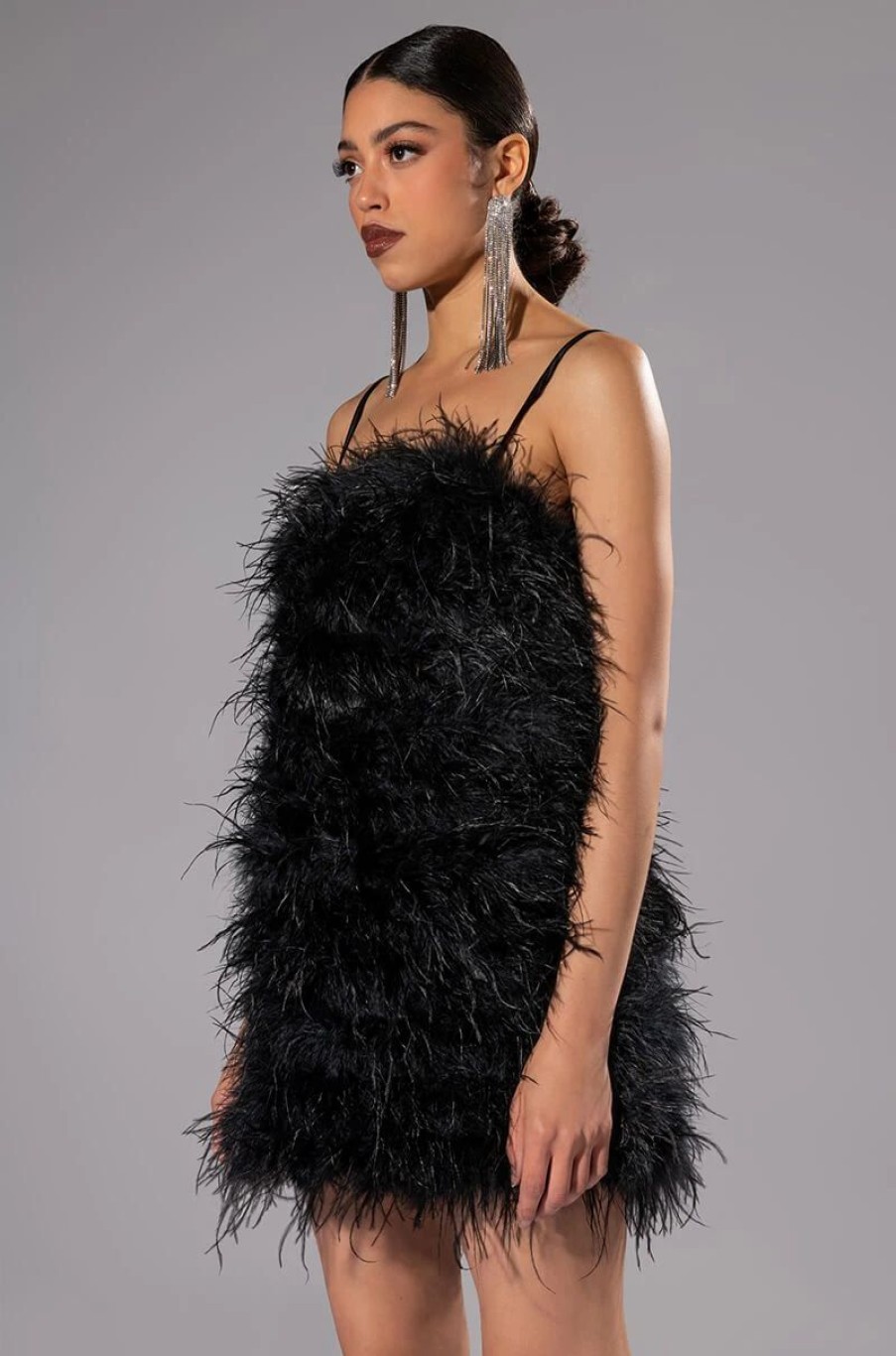 Sexy Dresses * | Anything And Everything Strapless Feather Mini Dress Black