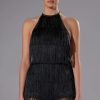 Sexy Dresses * | Shake Something Fringe Mini Romper Black