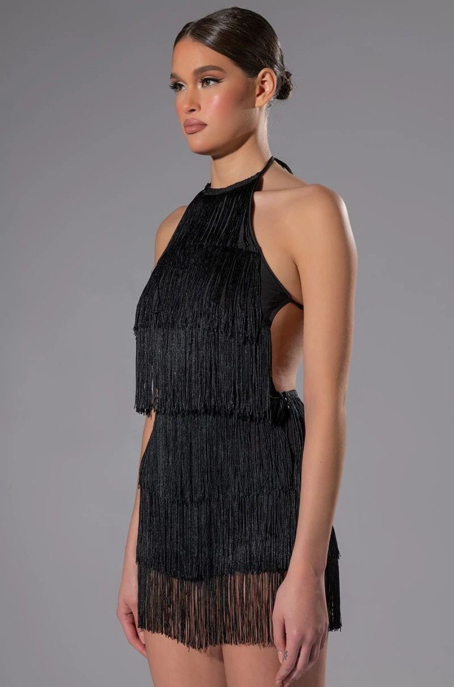 Sexy Dresses * | Shake Something Fringe Mini Romper Black